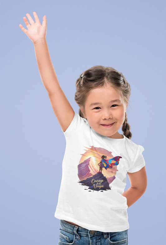 "Courage To Be Unique" Toddler Girls Short Sleeve Tee